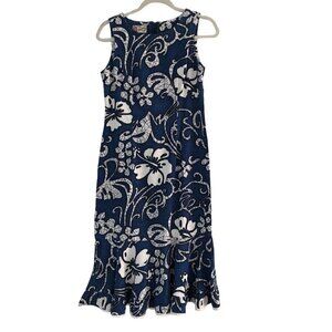 Vintage Hawaiian‎ Original Hilo Haittee Dress Size 6 -8 Blue Flowers Tropical